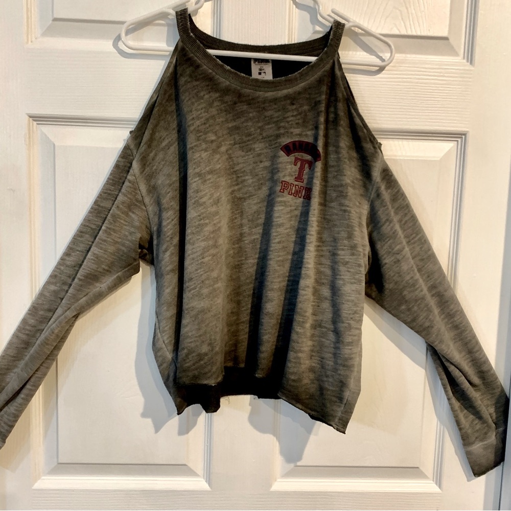 PINK distressed crop top-large